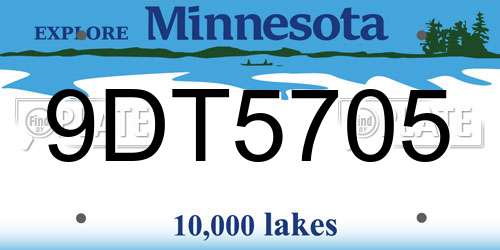 9DT5705 Minnesota License Plate