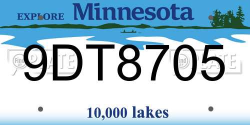 9DT8705 Minnesota License Plate