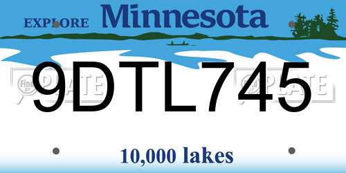 9DTL745 Minnesota License Plate