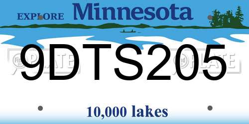 9DTS205 Minnesota License Plate