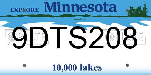 9DTS208 Minnesota License Plate