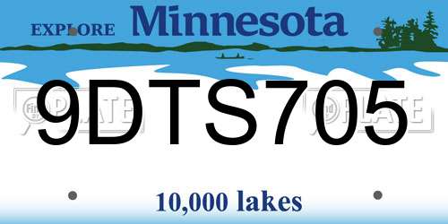 9DTS705 Minnesota License Plate