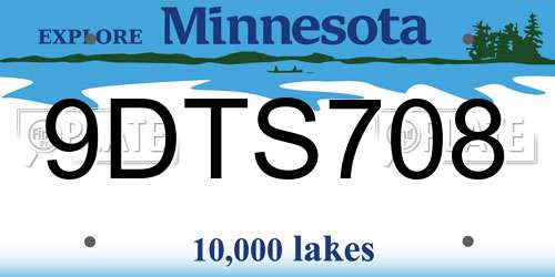 9DTS708 Minnesota License Plate