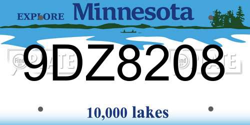 9DZ8208 Minnesota License Plate
