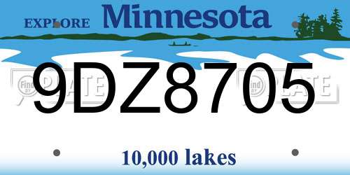 9DZ8705 Minnesota License Plate