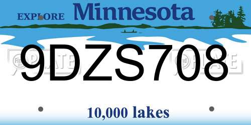9DZS708 Minnesota License Plate