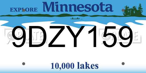 9DZY159 Minnesota License Plate