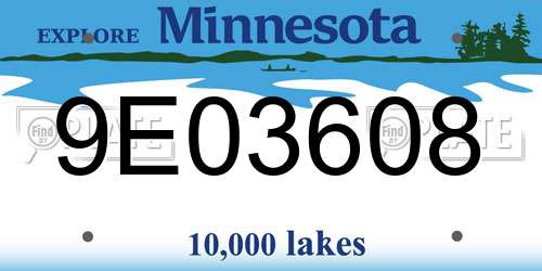 9E03608 Minnesota License Plate