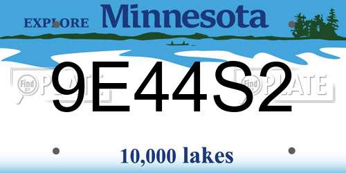 9E44S2 Minnesota License Plate