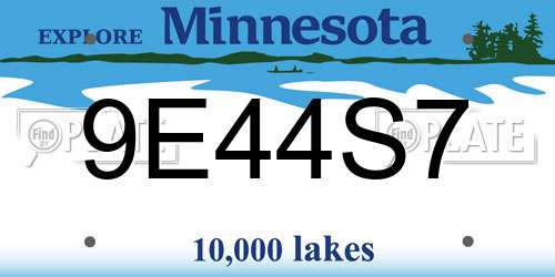 9E44S7 Minnesota License Plate
