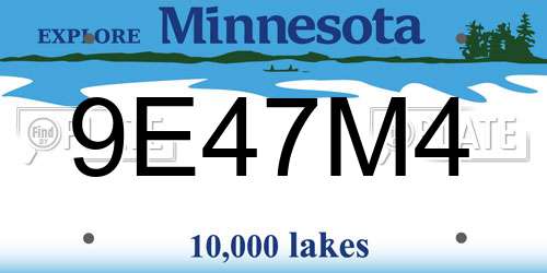 9E47M4 Minnesota License Plate