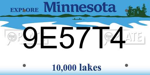 9E57T4 Minnesota License Plate