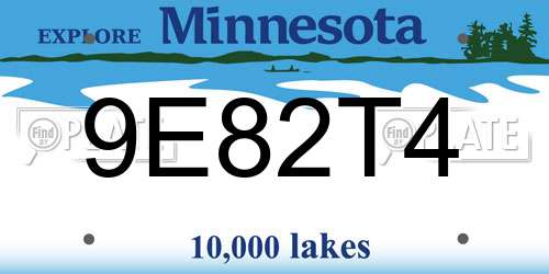 9E82T4 Minnesota License Plate