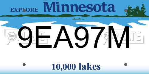 9EA97M Minnesota License Plate