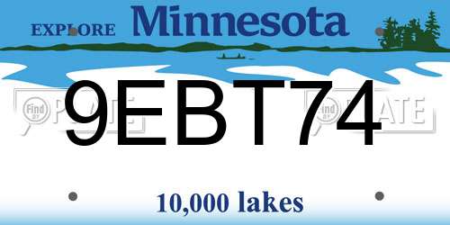 9EBT74 Minnesota License Plate