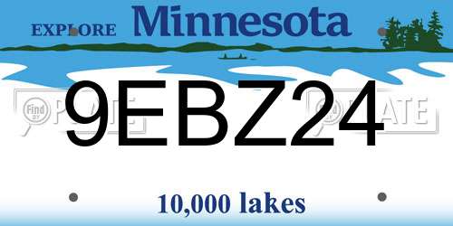 9EBZ24 Minnesota License Plate