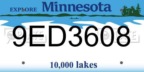 9ED3608 Minnesota License Plate