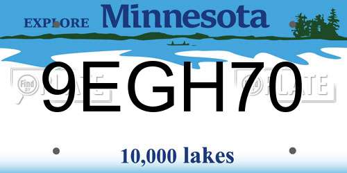 9EGH70 Minnesota License Plate