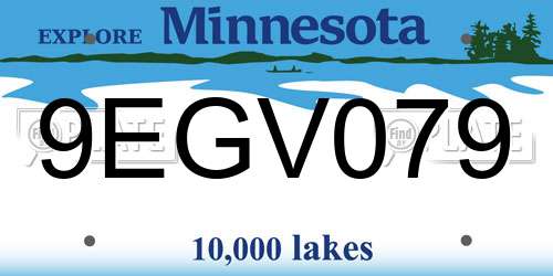 9EGV079 Minnesota License Plate