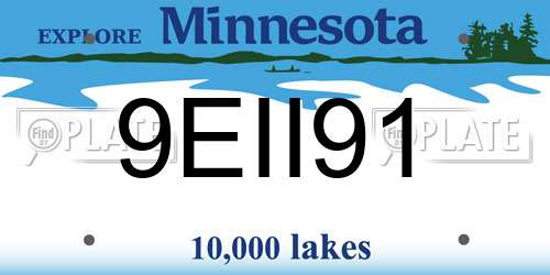 9EII91 Minnesota License Plate