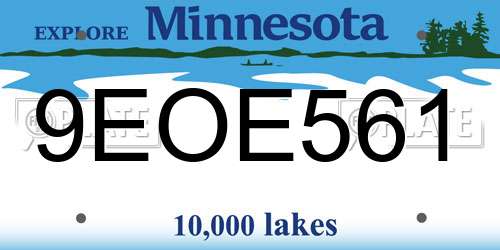 9EOE561 Minnesota License Plate