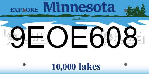 9EOE608 Minnesota License Plate