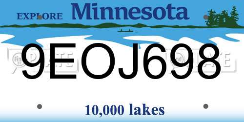 9EOJ698 Minnesota License Plate