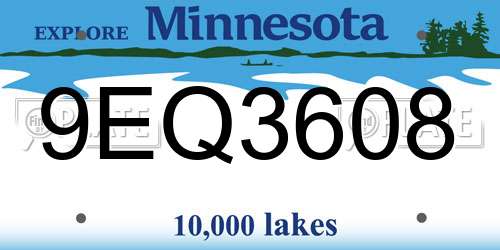 9EQ3608 Minnesota License Plate