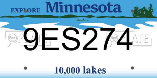 9ES274 Minnesota License Plate