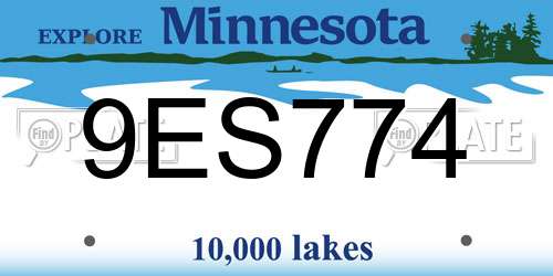 9ES774 Minnesota License Plate