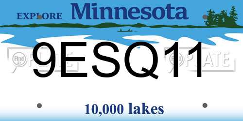 9ESQ11 Minnesota License Plate