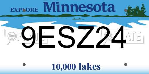 9ESZ24 Minnesota License Plate