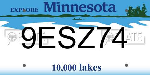 9ESZ74 Minnesota License Plate