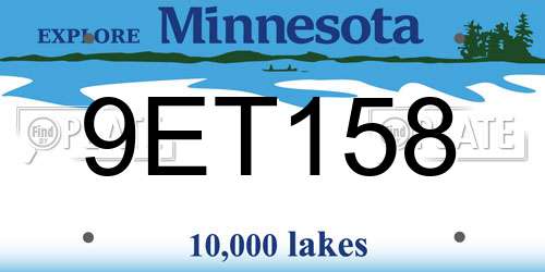 9ET158 Minnesota License Plate