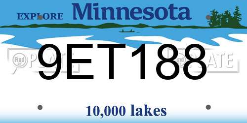 9ET188 Minnesota License Plate