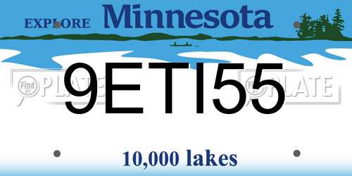 9ETI55 Minnesota License Plate