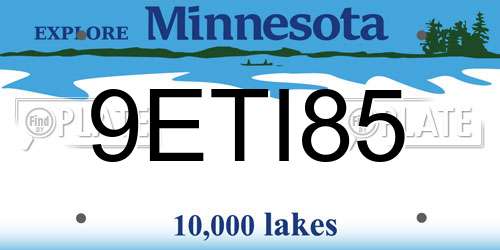 9ETI85 Minnesota License Plate