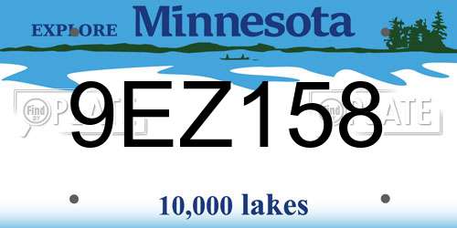 9EZ158 Minnesota License Plate
