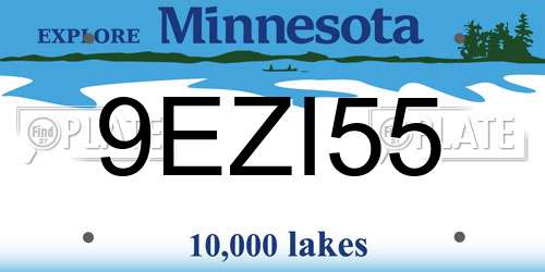 9EZI55 Minnesota License Plate