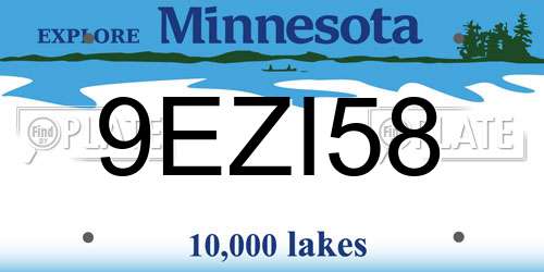 9EZI58 Minnesota License Plate