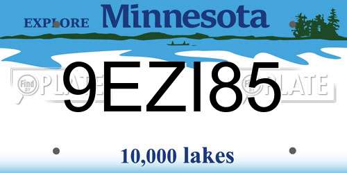 9EZI85 Minnesota License Plate