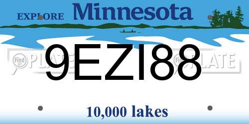 9EZI88 Minnesota License Plate