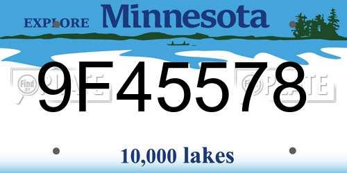 9F45578 Minnesota License Plate