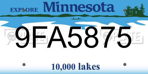 9FA5875 Minnesota License Plate