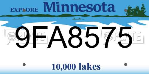 9FA8575 Minnesota License Plate