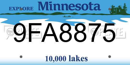 9FA8875 Minnesota License Plate