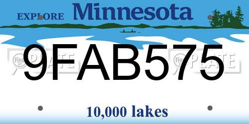 9FAB575 Minnesota License Plate
