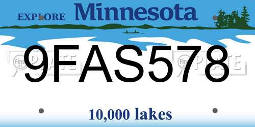 9FAS578 Minnesota License Plate