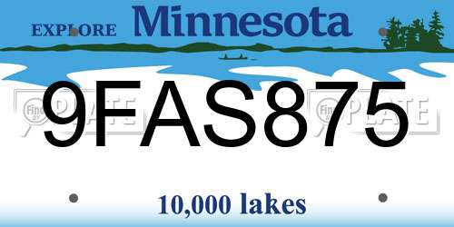 9FAS875 Minnesota License Plate