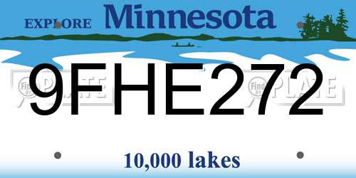 9FHE272 Minnesota License Plate